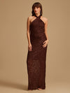 Sequin Halter Neck Maxi Dress