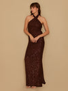 Sequin Halter Neck Maxi Dress