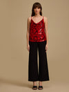 Ruby Noodle Strap Sequin Top