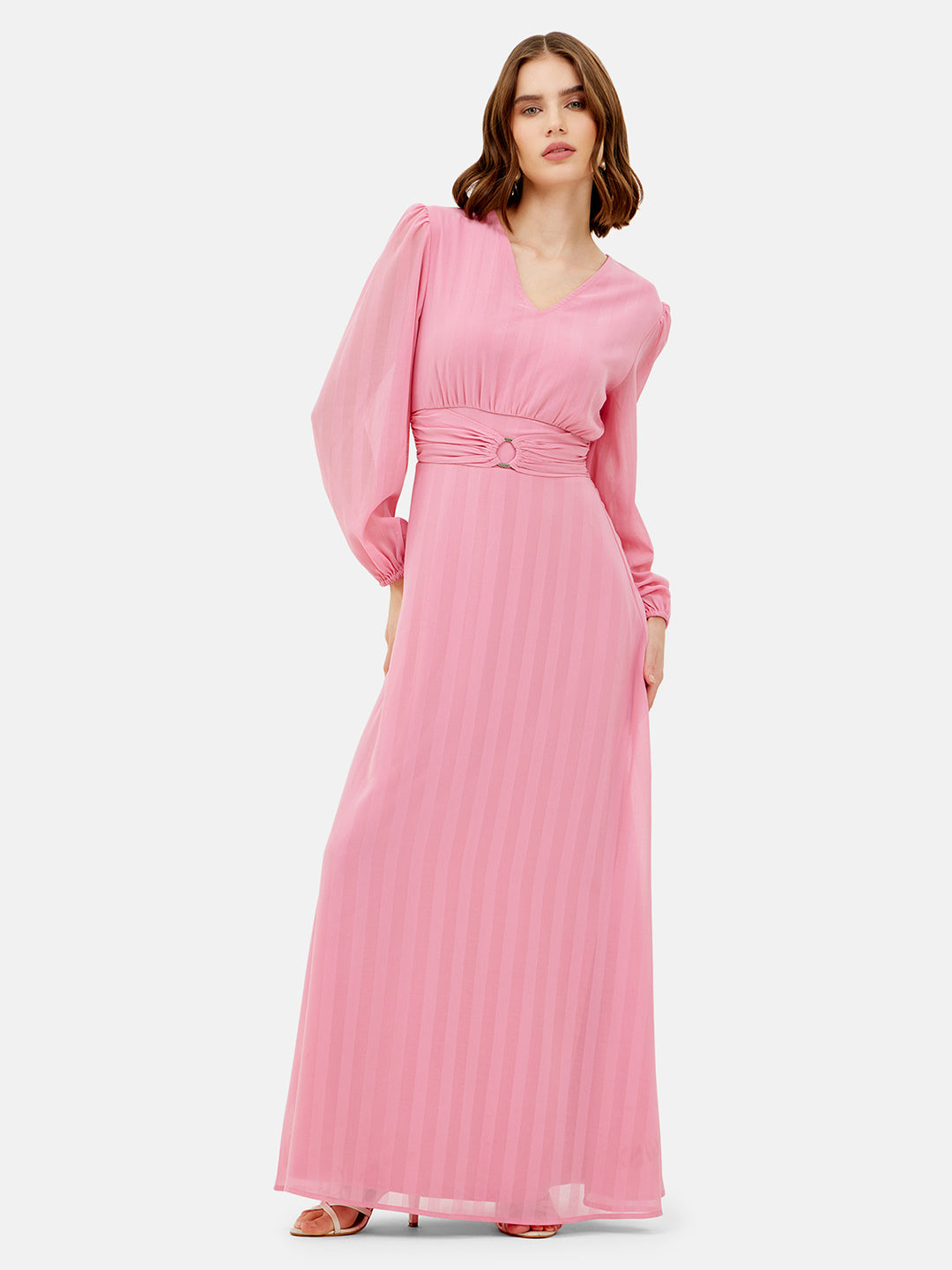 pink maxi dress with sleeves Long Sleeve Dresses this sparkly formal dress is a lavish look. Women's LC Lauren Conrad Puff