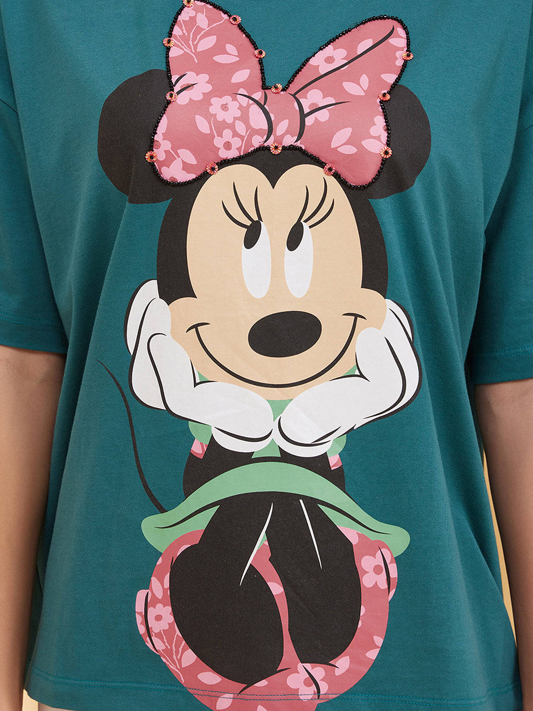Minnie Mouse © Disney Graphics and Sequin Work T-shirt for Women