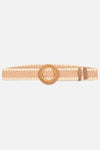 Broad Elastic Raffia Belt