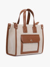 TWO TONE CANVAS SATCHEL BAG