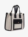 TWO TONE CANVAS SATCHEL BAG