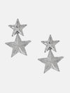 Silver Double Star Earrings