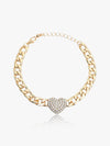 Glamorous Heart-Embellished Chain Bracelet