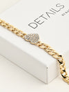 Glamorous Heart-Embellished Chain Bracelet