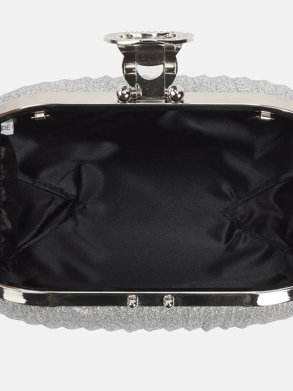 Pleated Sparkle Fabric Clutch