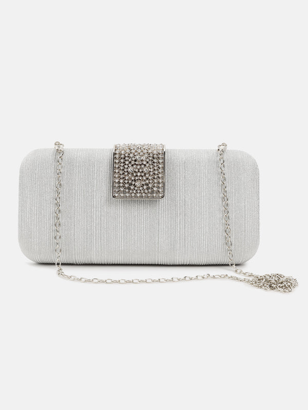 Twinkle Fabric Clutch With Studded A Metal Lock