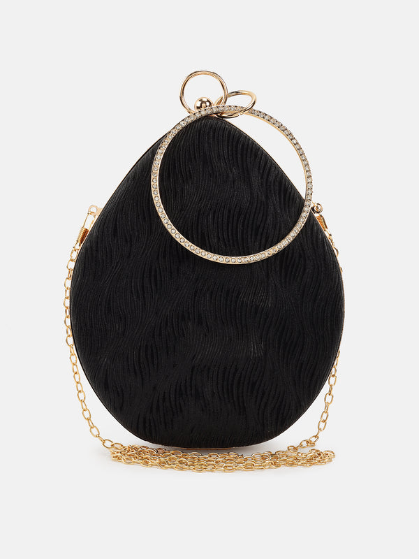 Drop Shape Glitter Fabric Clutch