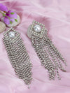 Oversized Pearl With Heavy Rhinestone Tassels.