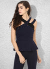 Peplum Top With Cross Neck Straps