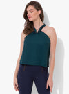 Top With Cross Neck And Ring Detail