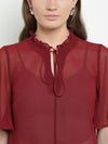Moselle Ruffle Neck Wing Sleeve Top