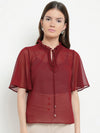 Moselle Ruffle Neck Wing Sleeve Top