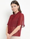 Moselle Ruffle Neck Wing Sleeve Top
