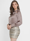 Giselle Hammered Satin Cutout Top