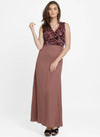 Caroline Velvet Sequin One Shoulder Maxi