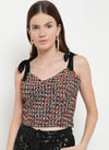 Borderland Strap Tie-Up Tweed Top