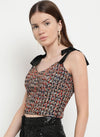 Borderland Strap Tie-Up Tweed Top