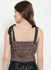 Borderland Strap Tie-Up Tweed Top