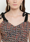 Borderland Strap Tie-Up Tweed Top