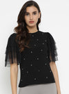Mesh Embellished Top