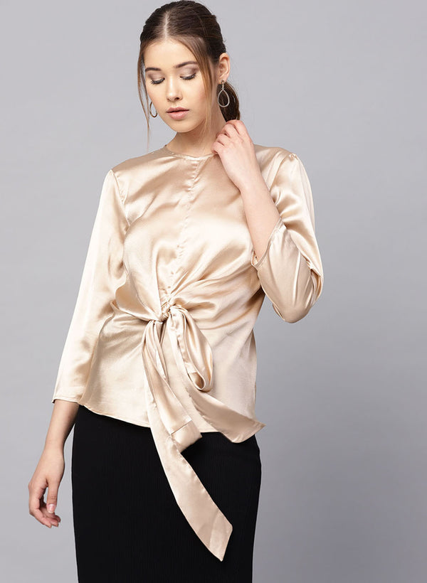 3/4 Sleeve Waist Tie Up Top