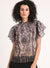 Printed Top With Ruffled Sleeves