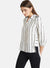 White And Black Strip Embellished Shirt