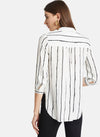 White And Black Strip Embellished Shirt