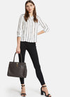 White And Black Strip Embellished Shirt