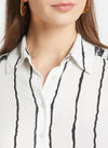 White And Black Strip Embellished Shirt