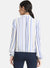 Flared Sleeves Striped Neck Tie Up Top
