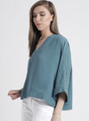 Blue Solid Baggy Top