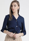 Full Sleeves Top With Button Detailind And Tie Up