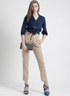 Full Sleeves Top With Button Detailind And Tie Up