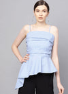 Strappy Top With Rushing At Top & Asymetric Hem