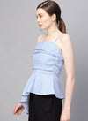 Strappy Top With Rushing At Top & Asymetric Hem