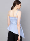 Strappy Top With Rushing At Top & Asymetric Hem