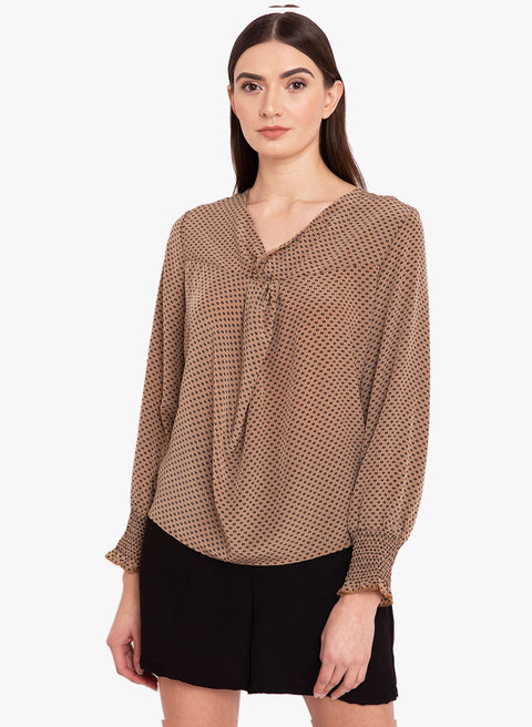 Knot Detail Ditsy Printed Top