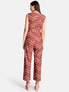 Stripe V-Neck Jumpsuit With Belt