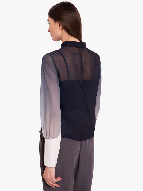 Ombre Chiffon Shirt With Exaggerated Cuff