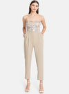 Sequin Bustier Jumpsuit With Smocking At The Back