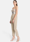 Sequin Bustier Jumpsuit With Smocking At The Back