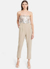 Sequin Bustier Jumpsuit With Smocking At The Back