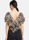 Animal Print Crop Top With Waist Tie-Up