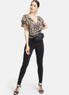 Animal Print Crop Top With Waist Tie-Up