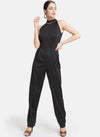 Solid Jumpsuit With Metal Chain Tape