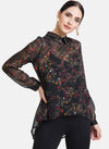 Floral Print Top With Gathered Back